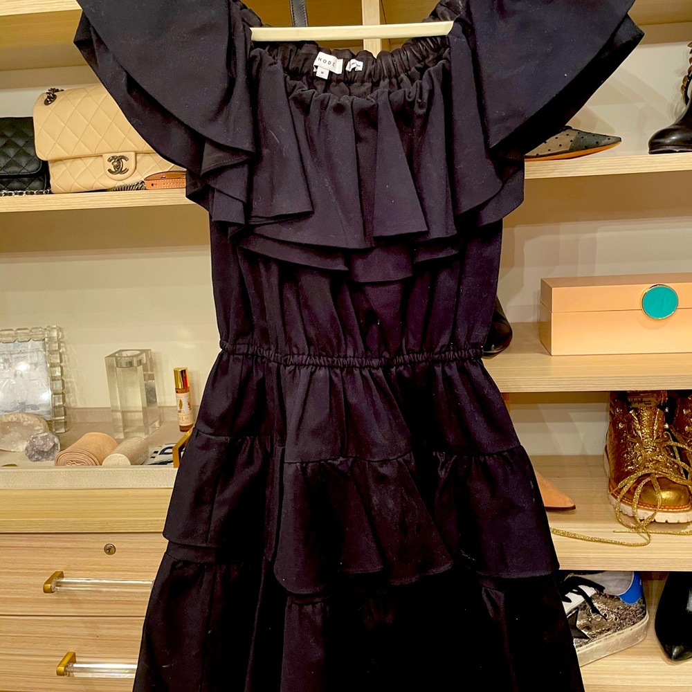 RHODE black off shoulder cotton dress